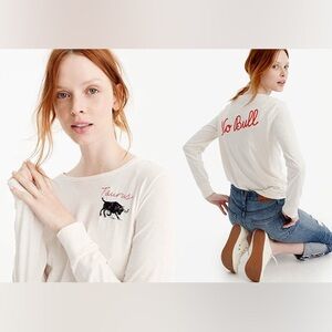 J. Crew Taurus “No Bull” Long Sleeve T Shirt Size S